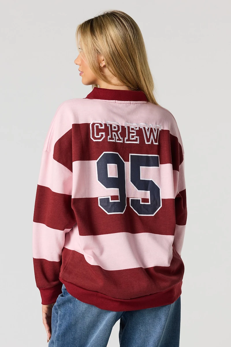 Rugby Embroidered Long Sleeve Fleece Polo