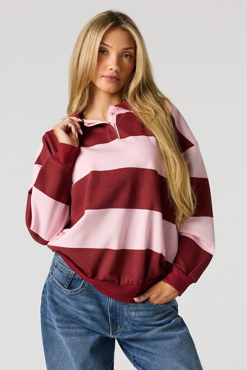 Rugby Embroidered Long Sleeve Fleece Polo