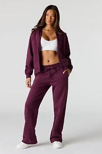 Pantalon d'entraînement à jambe droite en tissu bouclé de luxe
