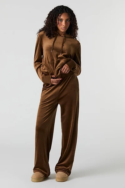 Pantalon en molleton velours à jambe large