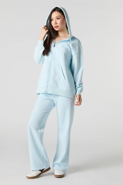 Destination Embroidered Wide Leg Fleece Sweatpant