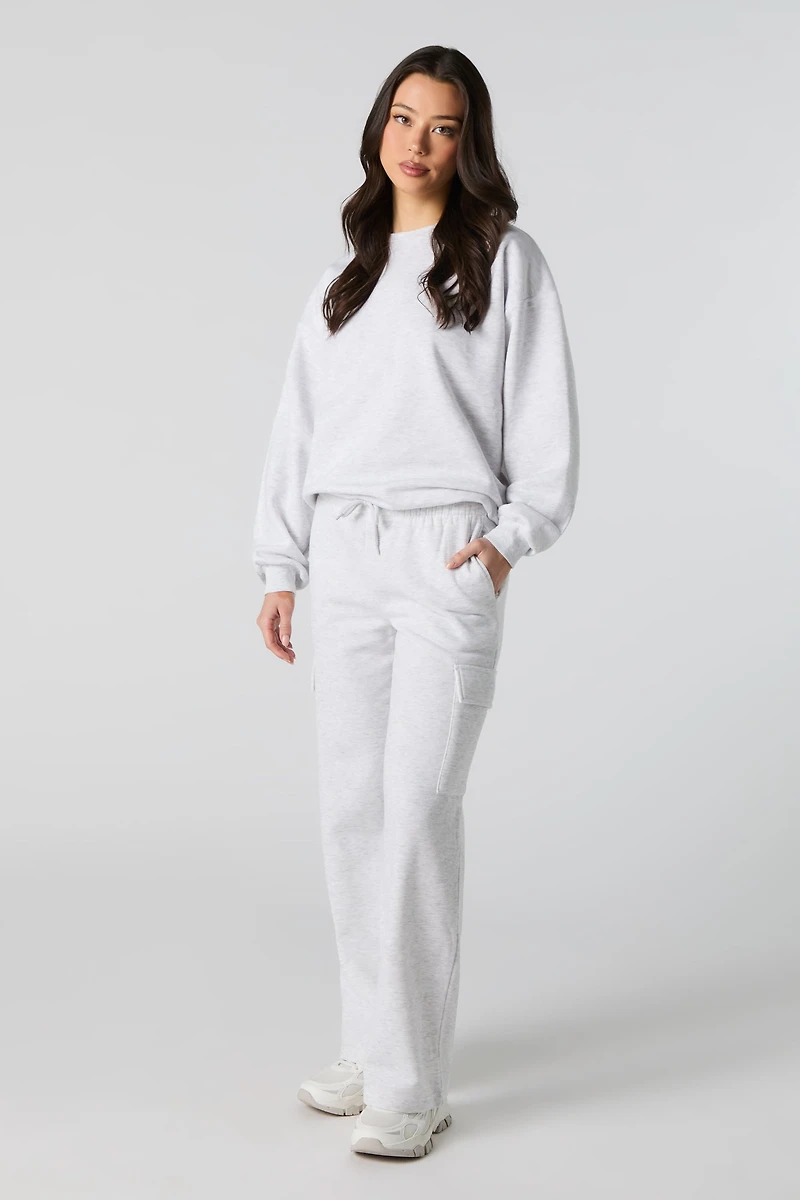 Pantalon cargo en molleton à jambe large