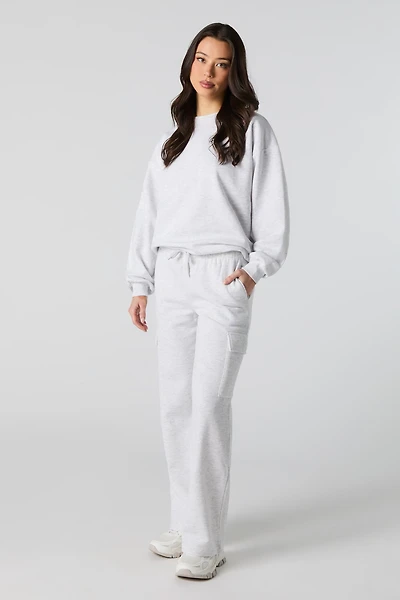 Pantalon cargo en molleton à jambe large