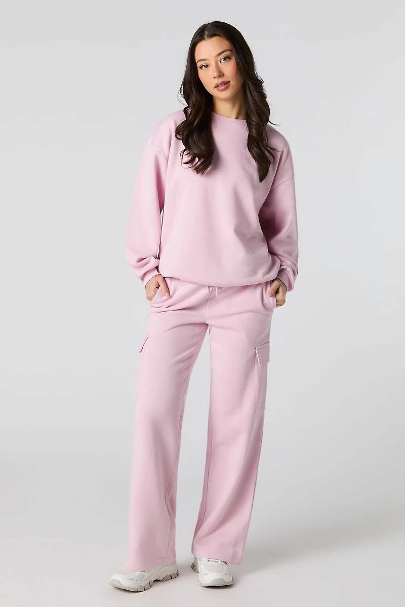 Pantalon cargo en molleton à jambe large