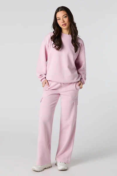Pantalon cargo en molleton à jambe large