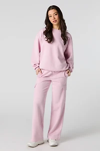 Pantalon cargo en molleton à jambe large