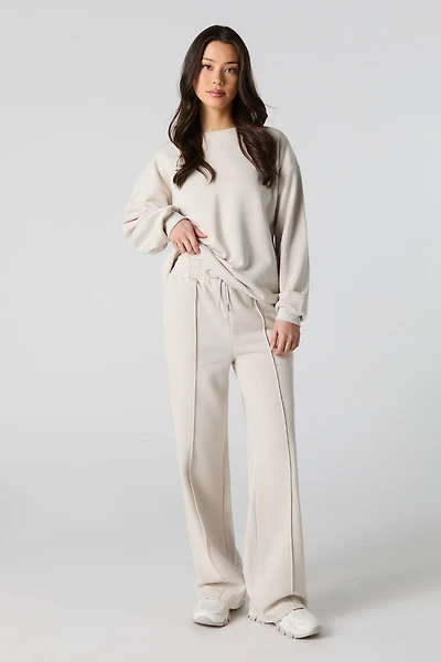 Fleece Pleated Wide Leg Sweatpant