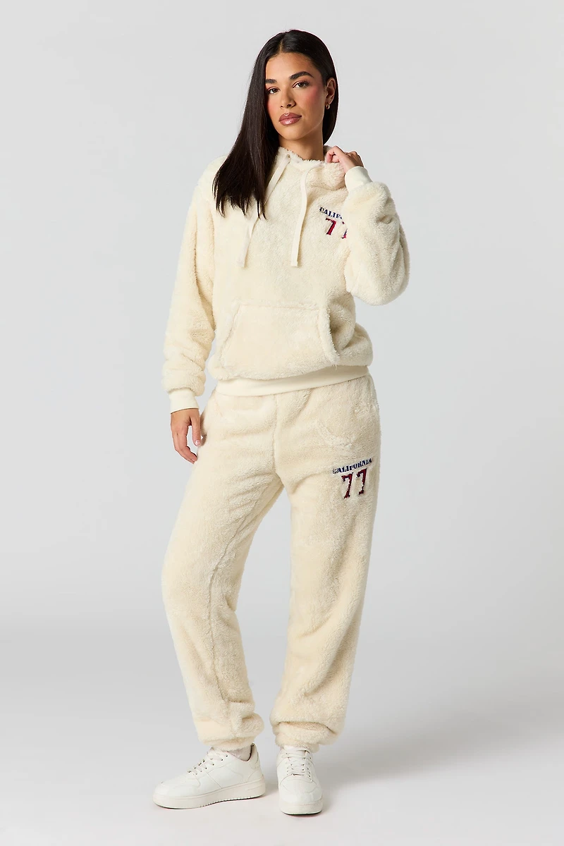 Faux Fur Embroidered Jogger