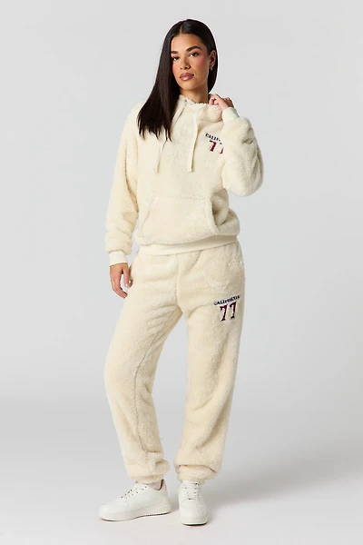 Faux Fur Embroidered Jogger