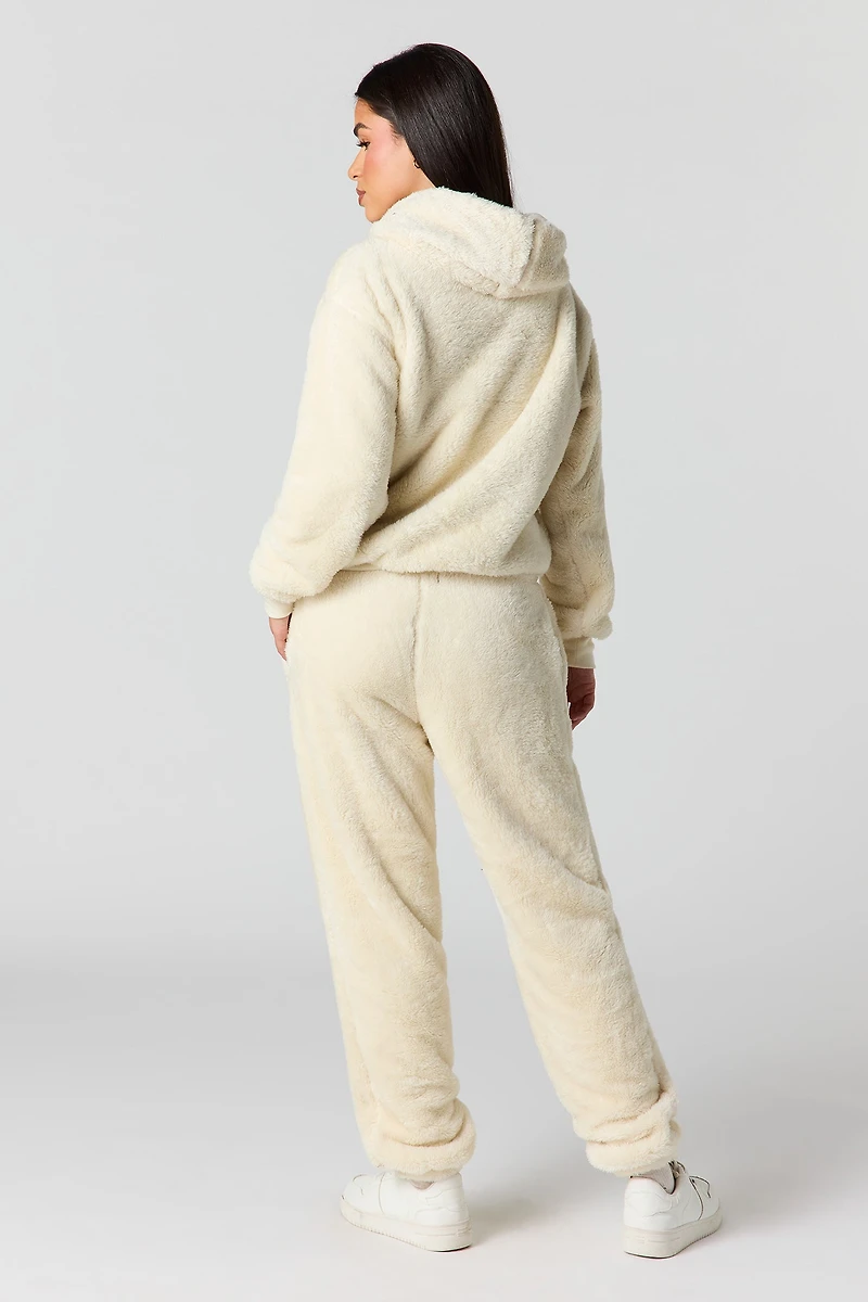 Faux Fur Embroidered Jogger