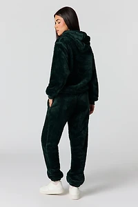 Jogger en similifourrure avec motif brodé