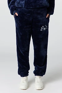 Faux Fur Embroidered Jogger