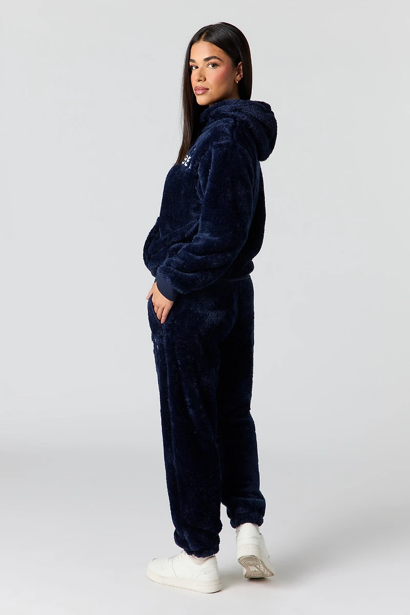 Faux Fur Embroidered Jogger