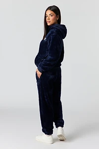 Faux Fur Embroidered Jogger