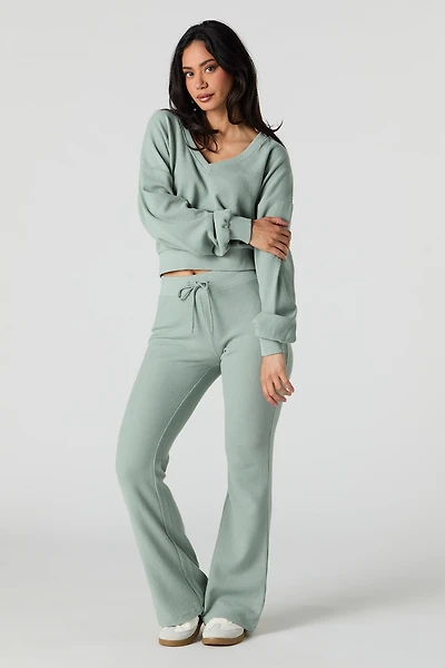 Waffle Knit Flare Sweatpant