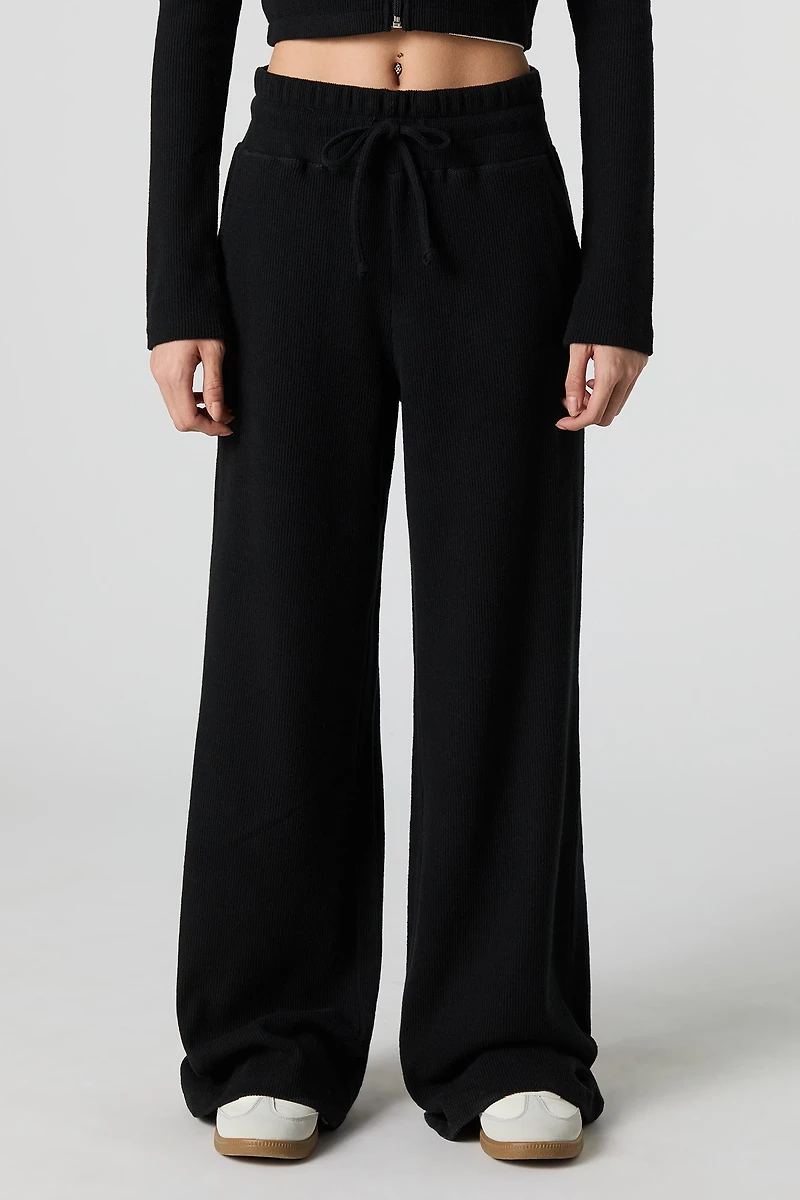 Pantalon côtelé en molleton à jambe large