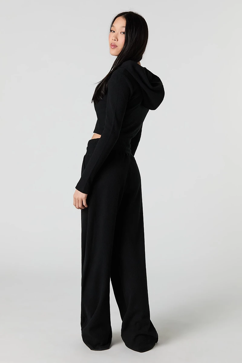 Pantalon côtelé en molleton à jambe large