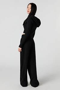Pantalon côtelé en molleton à jambe large