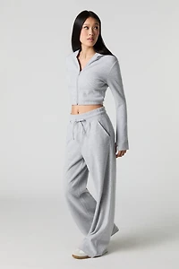 Ribbed Fleece Wide Leg Sweatpant