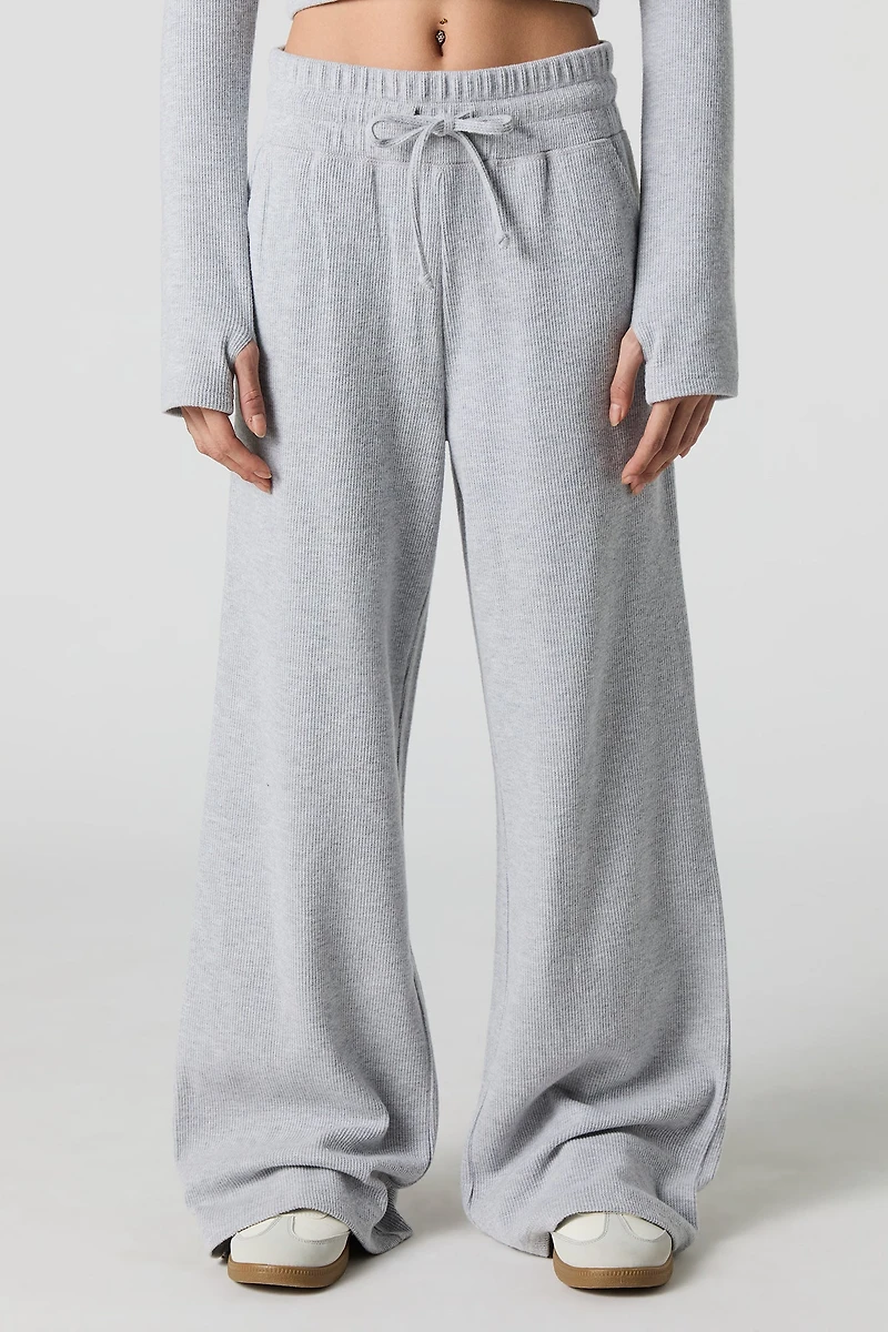 Pantalon côtelé en molleton à jambe large