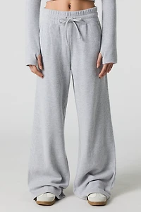 Pantalon côtelé en molleton à jambe large
