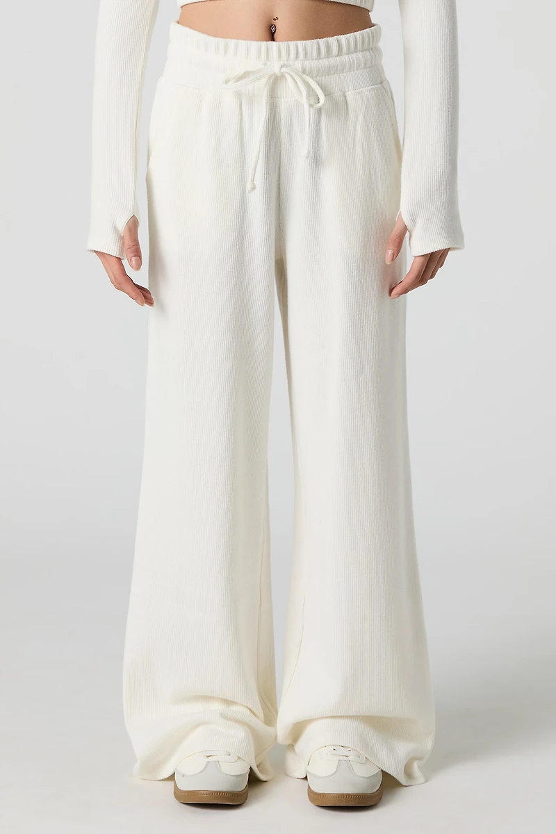 Pantalon côtelé en molleton à jambe large