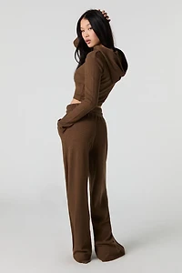 Pantalon côtelé en molleton à jambe large