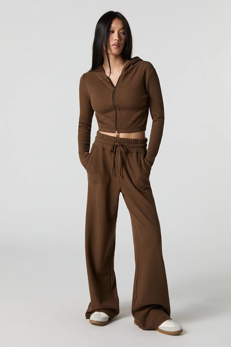Pantalon côtelé en molleton à jambe large