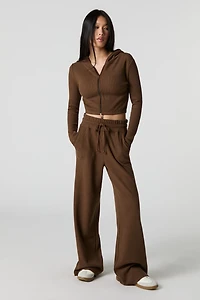 Pantalon côtelé en molleton à jambe large