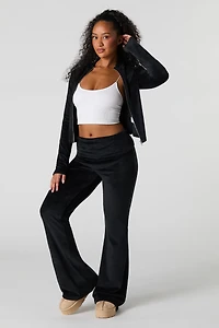 Velour Foldover Flare Sweatpant