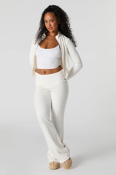 Velour Foldover Flare Sweatpant