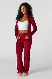 Velour Foldover Flare Sweatpant