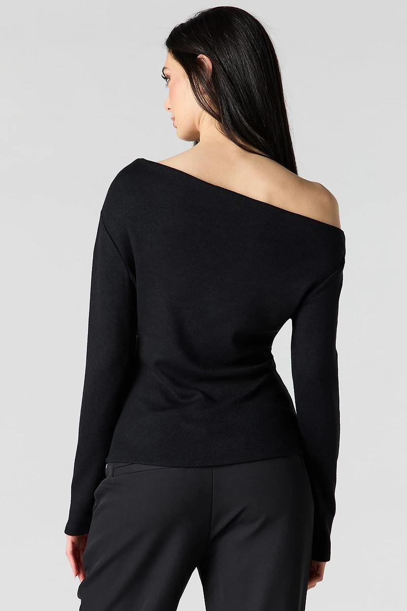 Off Shoulder Asymmetrical Knit Top