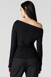 Off Shoulder Asymmetrical Knit Top