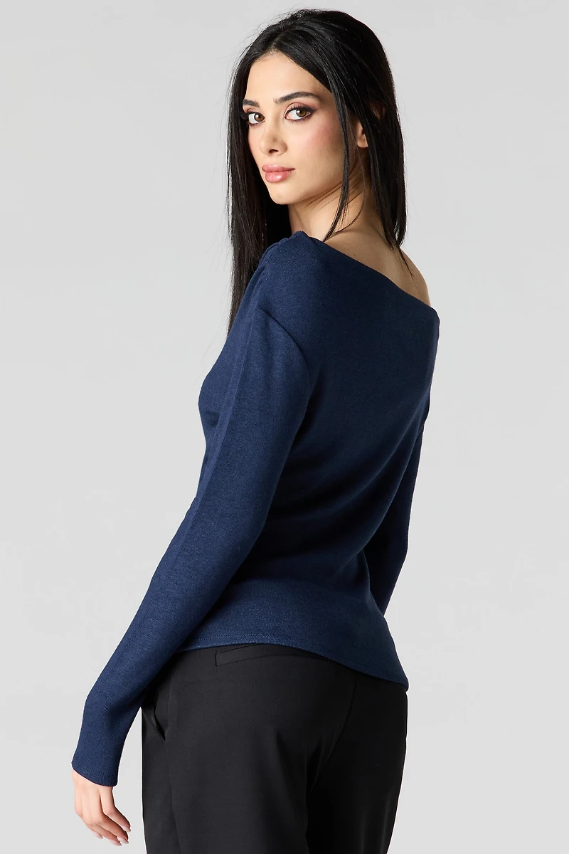 Off Shoulder Asymmetrical Knit Top