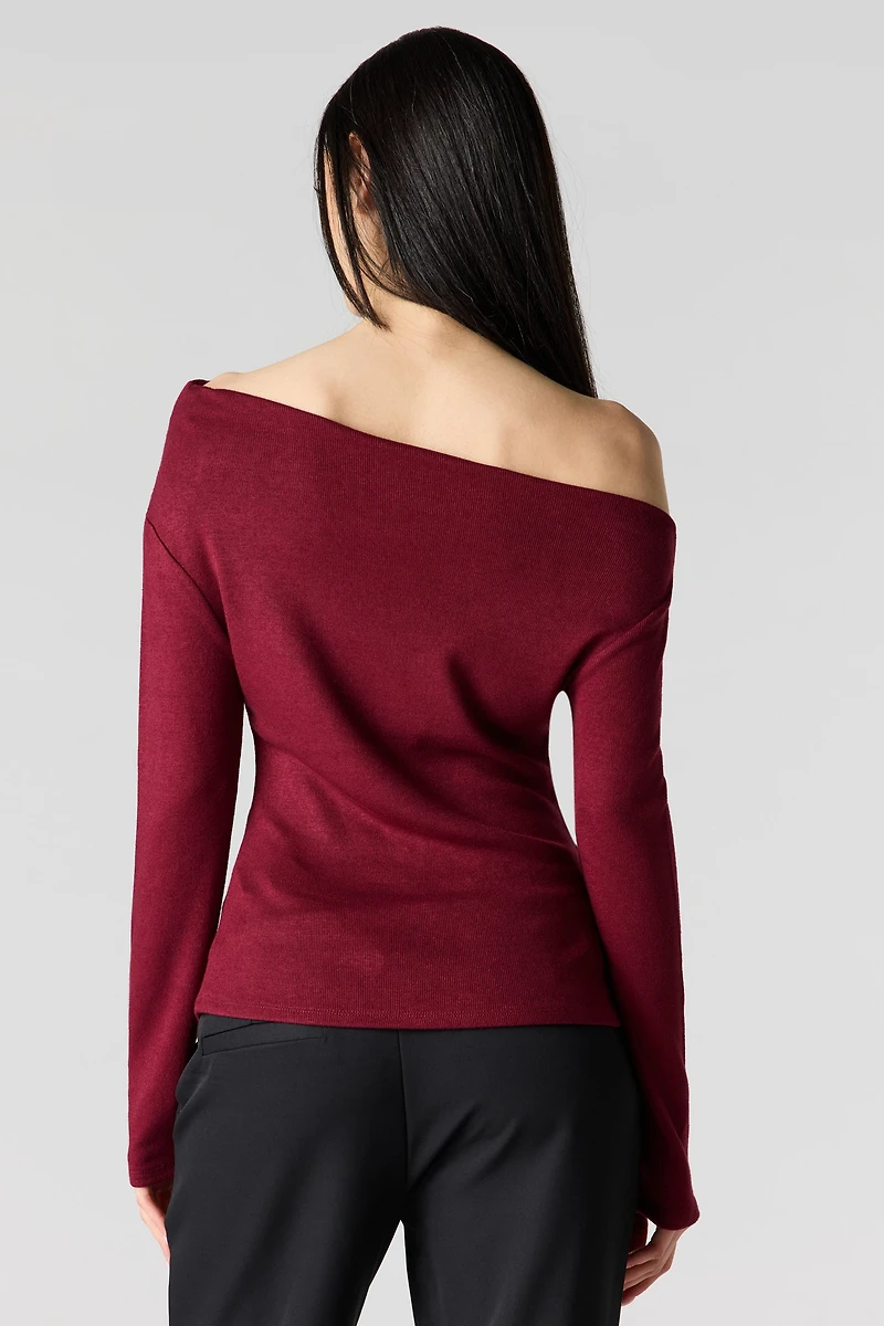 Off Shoulder Asymmetrical Knit Top