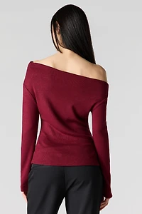 Off Shoulder Asymmetrical Knit Top