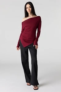 Off Shoulder Asymmetrical Knit Top