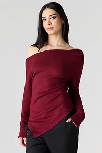 Off Shoulder Asymmetrical Knit Top