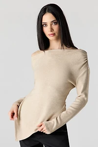 Off Shoulder Asymmetrical Knit Top