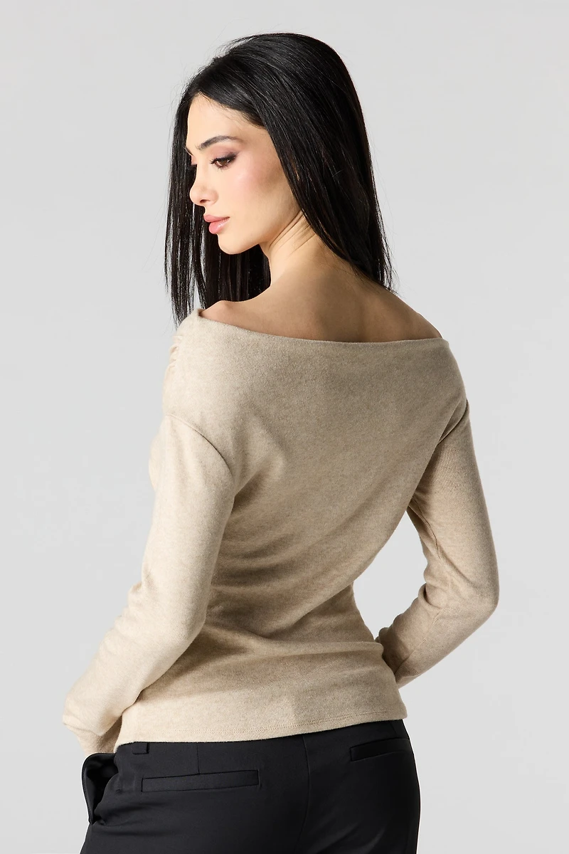 Off Shoulder Asymmetrical Knit Top