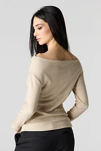 Off Shoulder Asymmetrical Knit Top