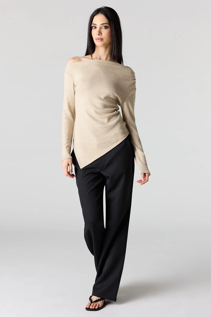 Off Shoulder Asymmetrical Knit Top