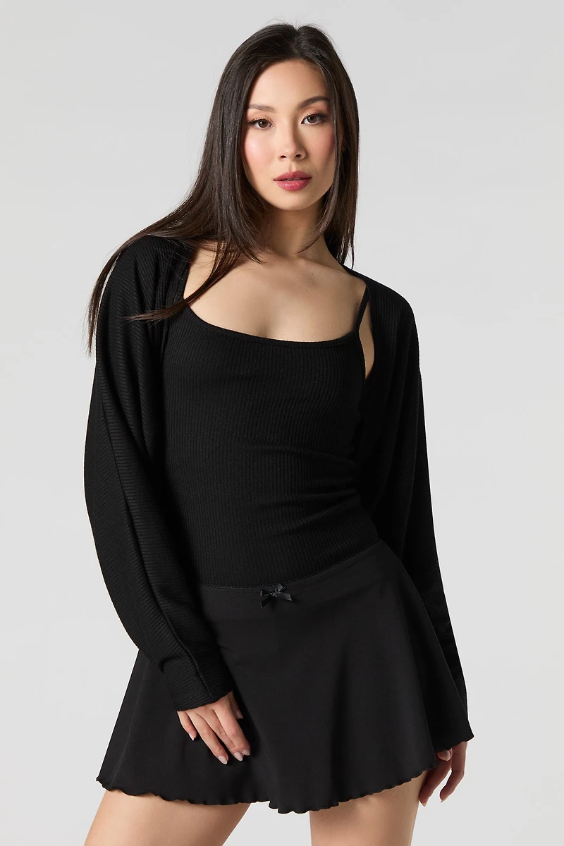 Ribbed Knit Tank & Cardigan Set