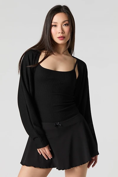 Ribbed Knit Tank & Cardigan Set