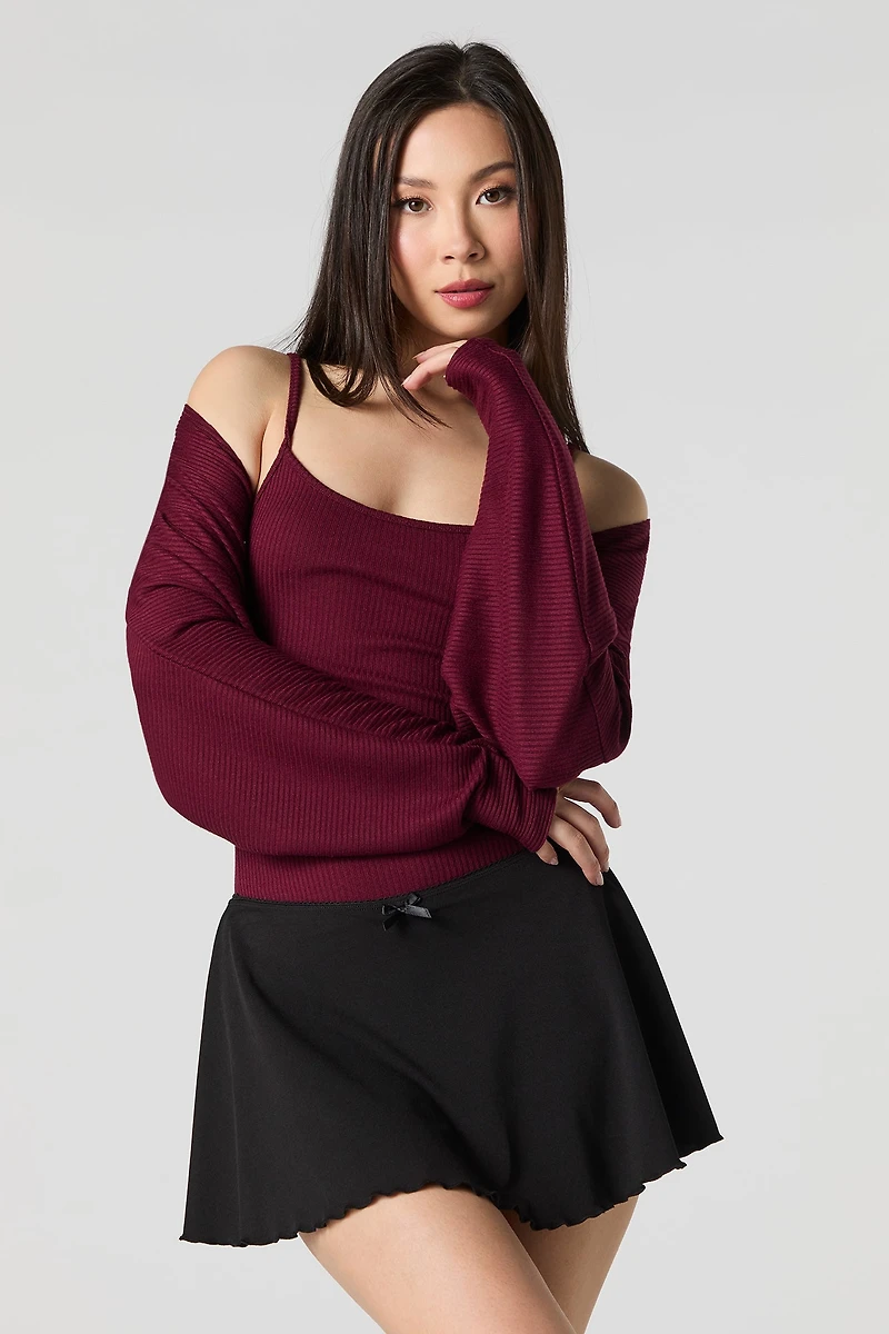 Ribbed Knit Tank & Cardigan Set