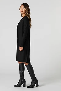 Cardigan ouvert long en tricot côtelé