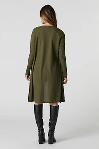 Cardigan ouvert long en tricot côtelé