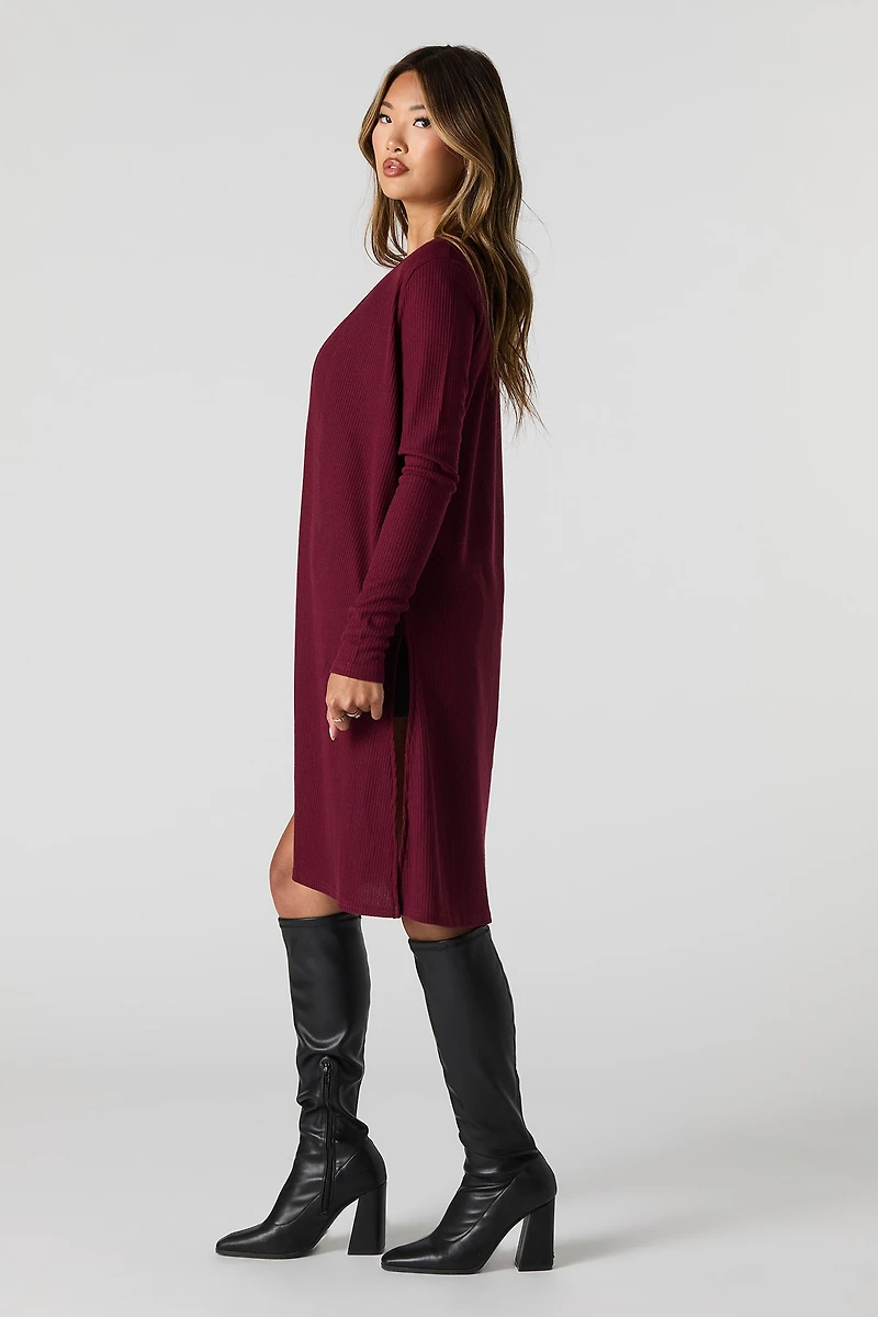 Cardigan ouvert long en tricot côtelé