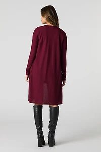 Cardigan ouvert long en tricot côtelé